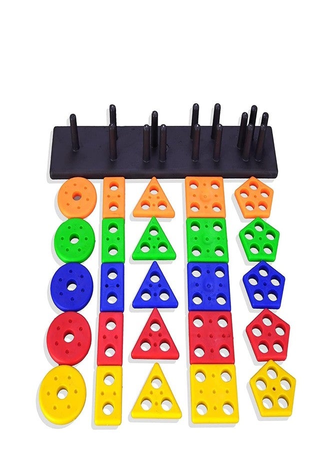 GoldiMec Non Toxic Geometric Shape Sorting&Stacking Toy for Toddlers Early Development Activity Puzzle Blocks Column Set for Kids Best Gift for 1 2 3 Yrs Old Age (Multicolor) - Image 5